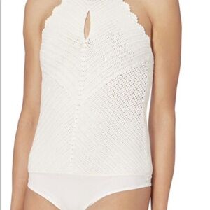 Intermix Sahara Crochet Bodysuit White Size Petite Thong Cotton Festival Coastal